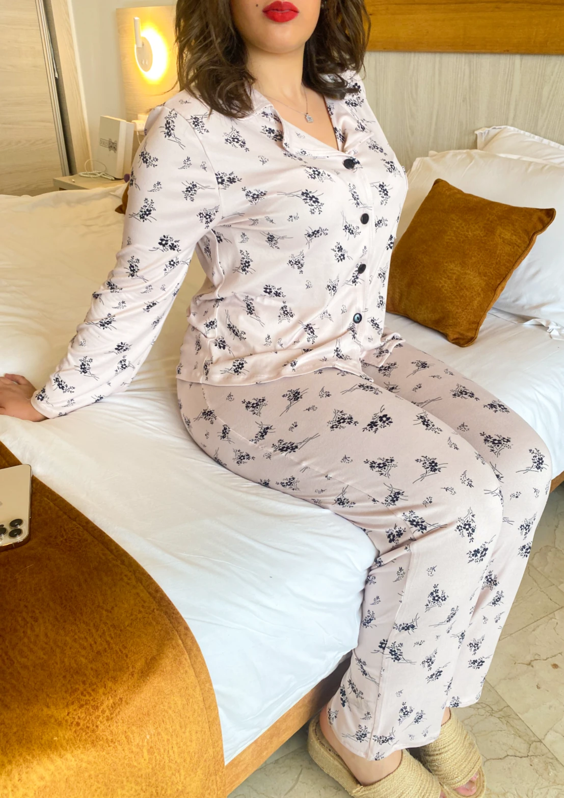 Pyjama Rose En Coton Imprimé BLOSSOM 1 Pyjama Rose En Coton Imprimé BLOSSOM