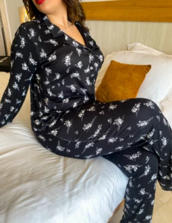 Pyjama Noir En Coton Imprimé BLOSSOM 13 Pyjama Noir En Coton Imprimé BLOSSOM -Doress IMG 7068 1