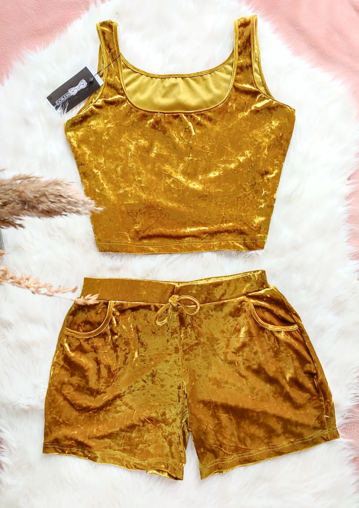 Ensemble CROP TOP AZEL En Velours 2 Ensemble CROP TOP AZEL En Velours – Image 2