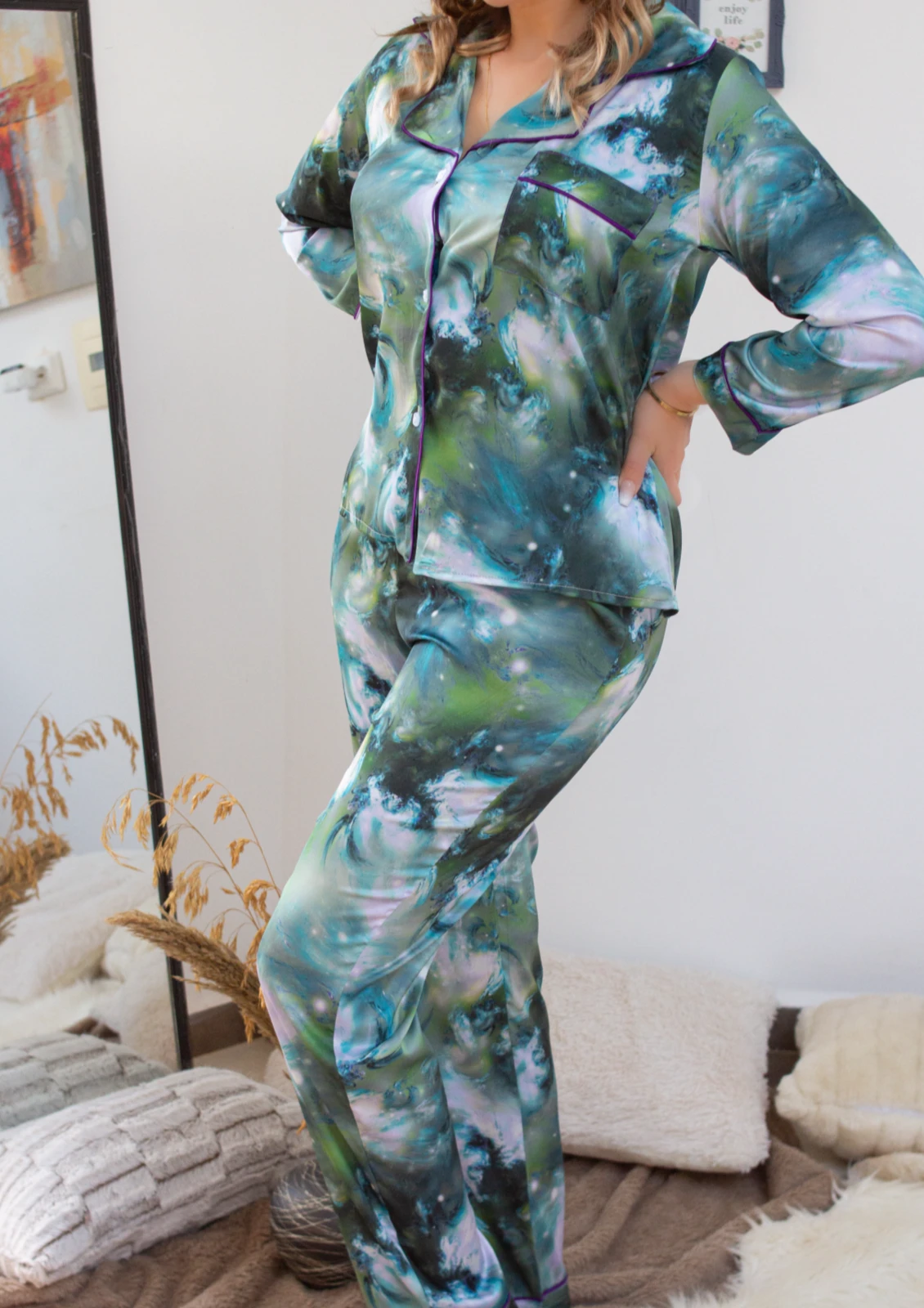 Pyjama BORÉAL Vert En Soie 2 Pyjama BORÉAL Vert En Soie – Image 2