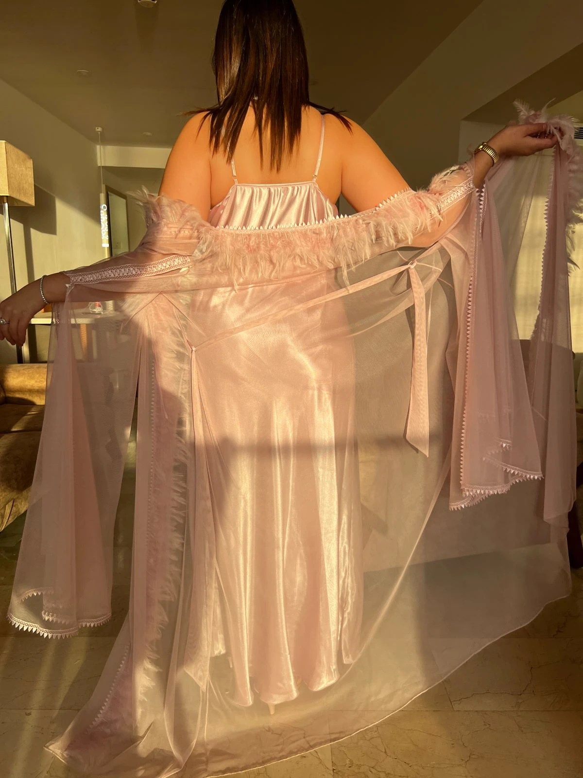 Déshabillé Nuisette Kimono Rose ORIENTAL BRIDE 4 Déshabillé Nuisette Kimono Rose ORIENTAL BRIDE – Image 4